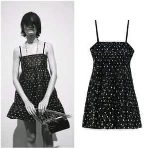 zara black and white spotty dress